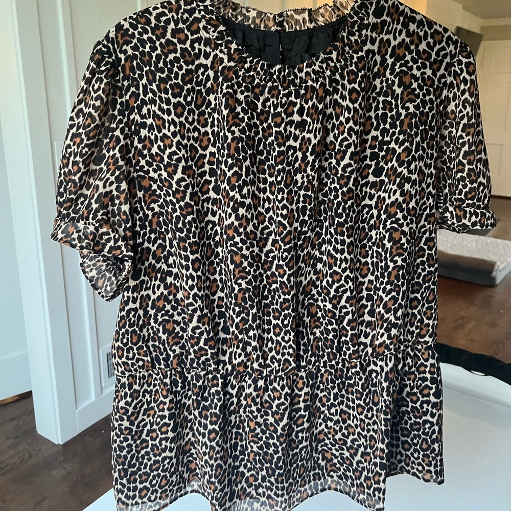 J.Crew Ruffle Neck Chiffon Blouse